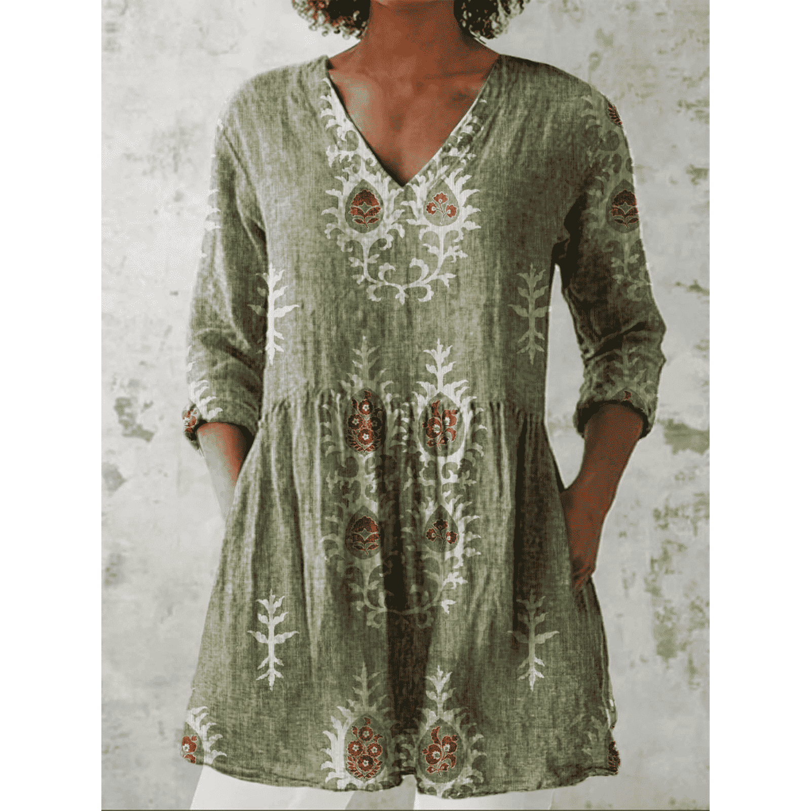 Elise | Long Blouse with V-Neck