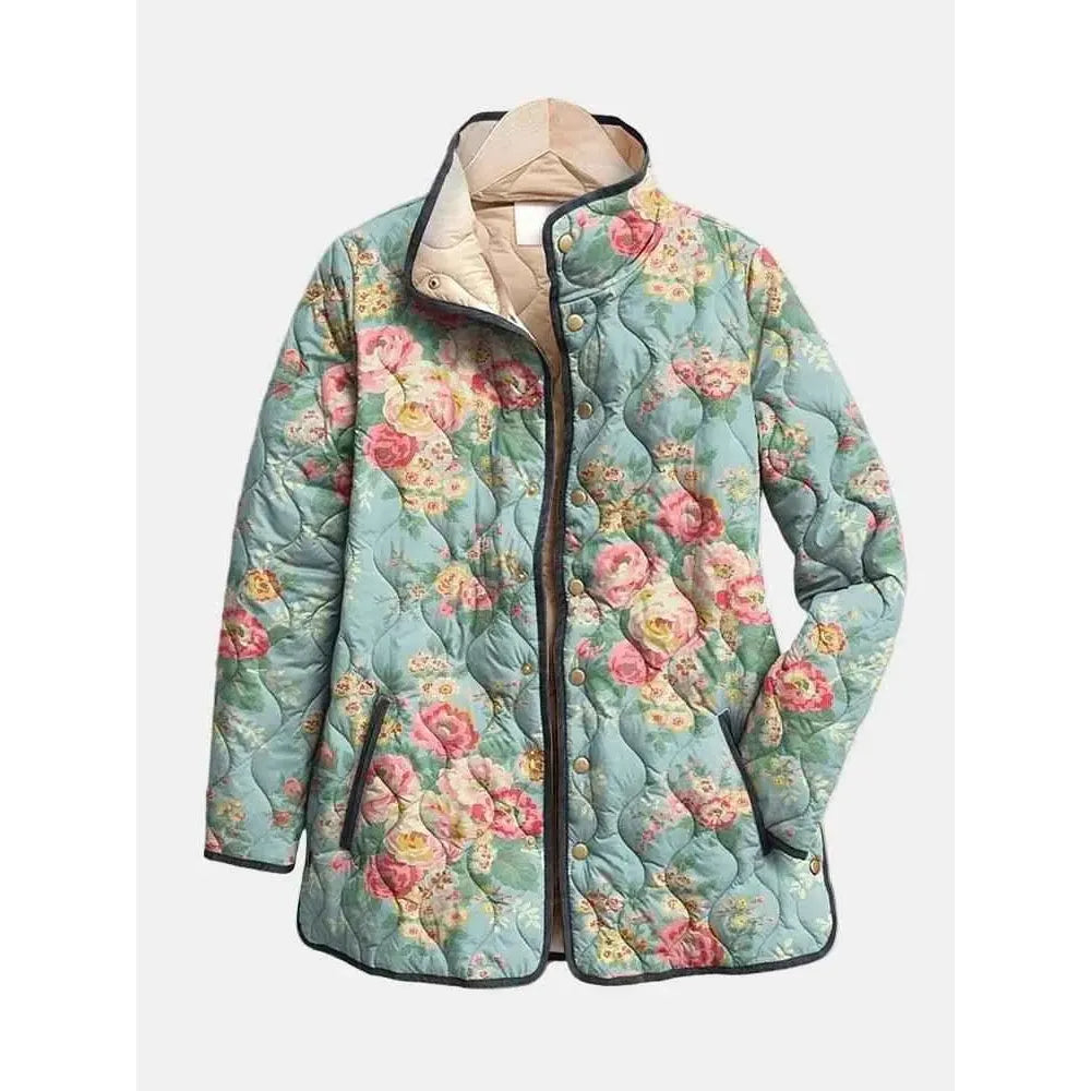 Elara | Quilted Floral Print Jacket