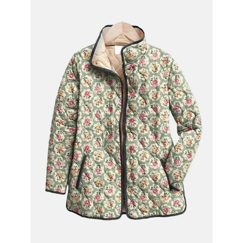 Aveline | Vintage Floral Art Print Quilted Jacket