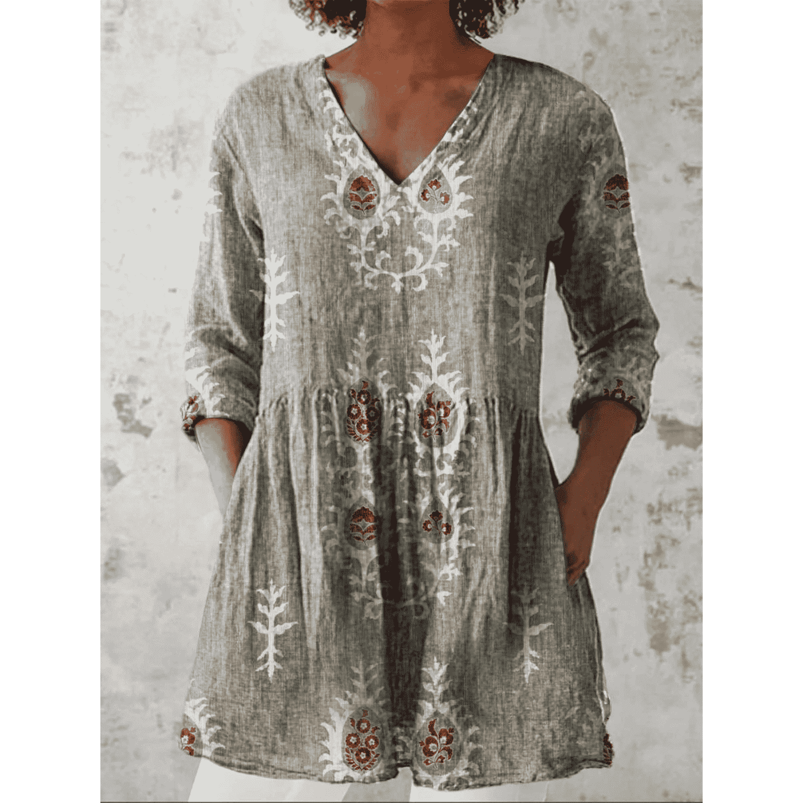 Elise | Long Blouse with V-Neck