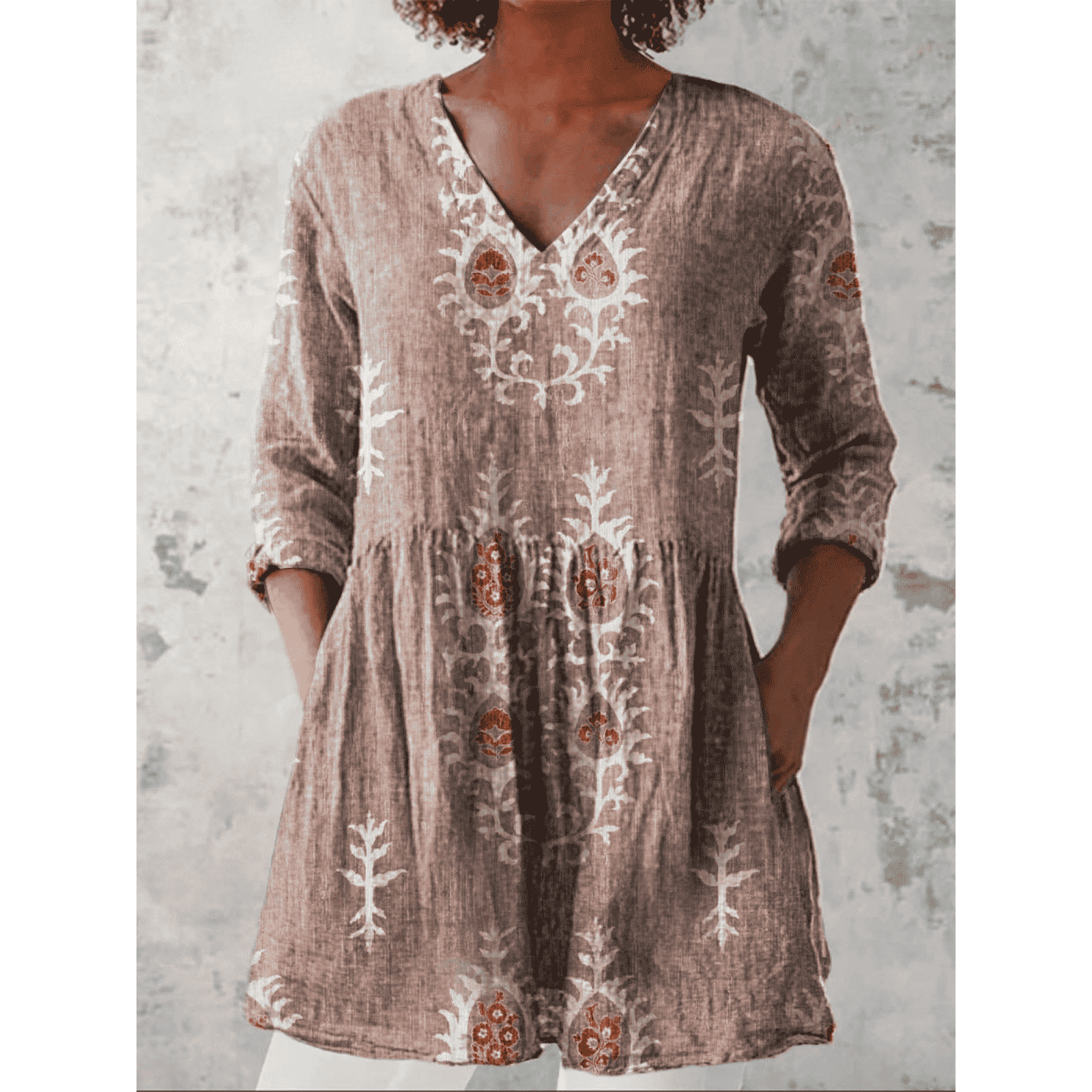 Elise | Long Blouse with V-Neck