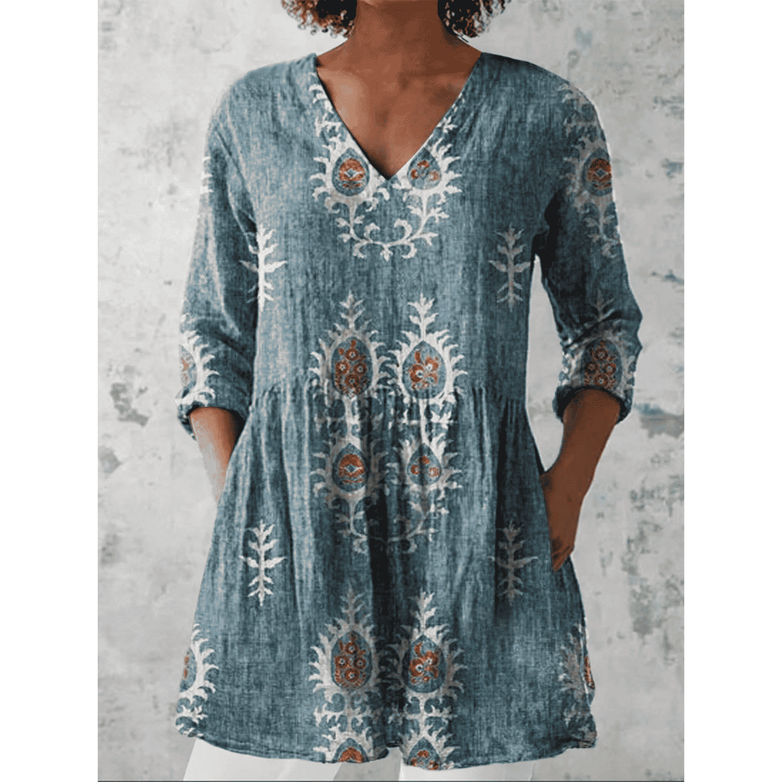 Elise | Long Blouse with V-Neck