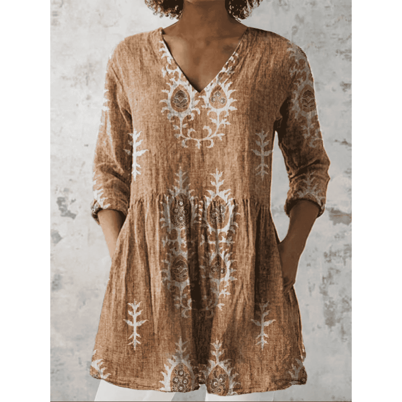 Elise | Long Blouse with V-Neck