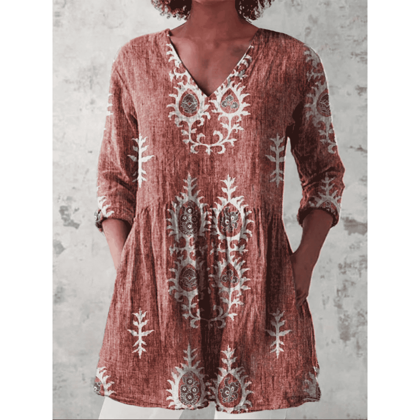 Elise | Long Blouse with V-Neck