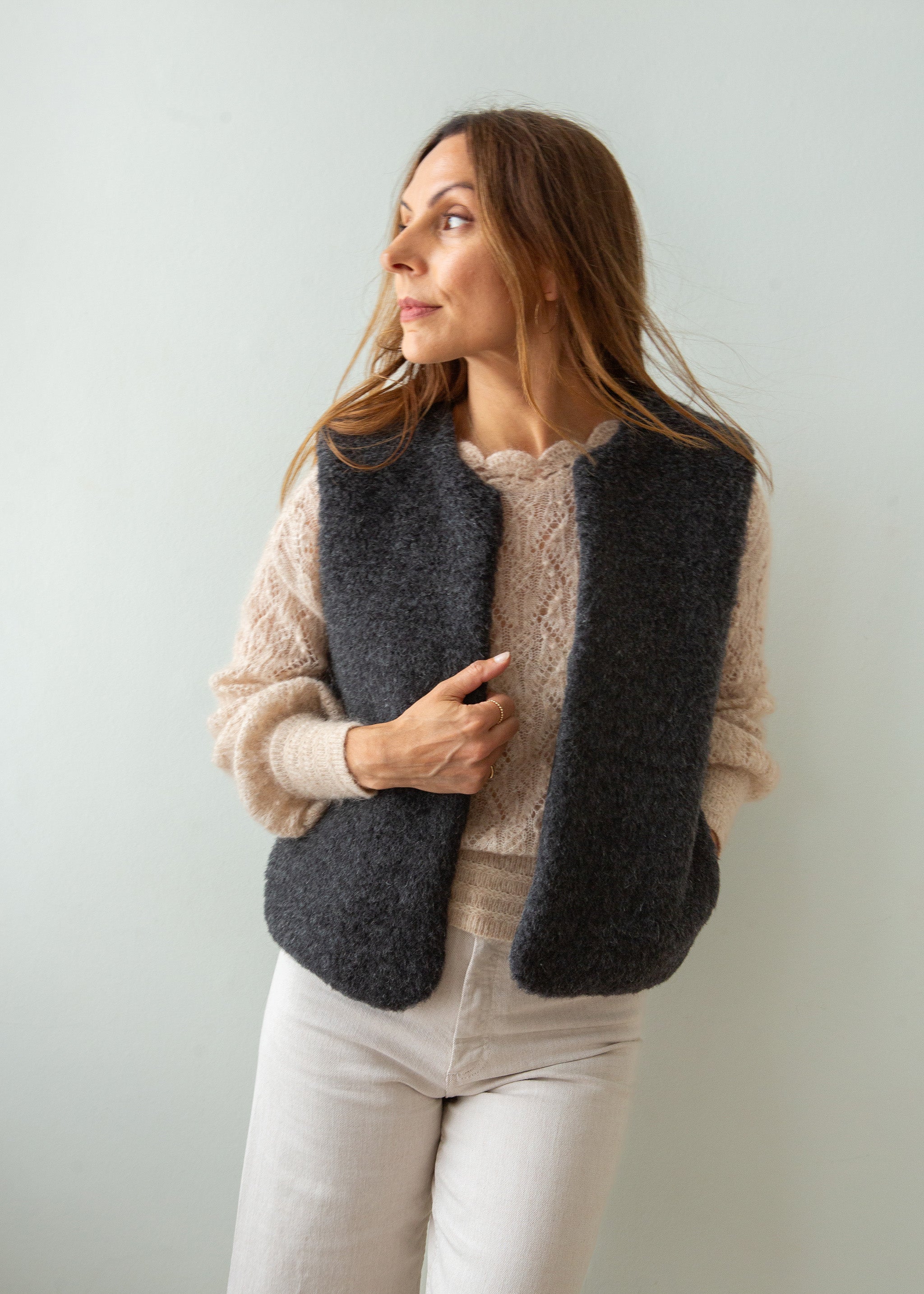 Merino Wool Gilet - Charcoal