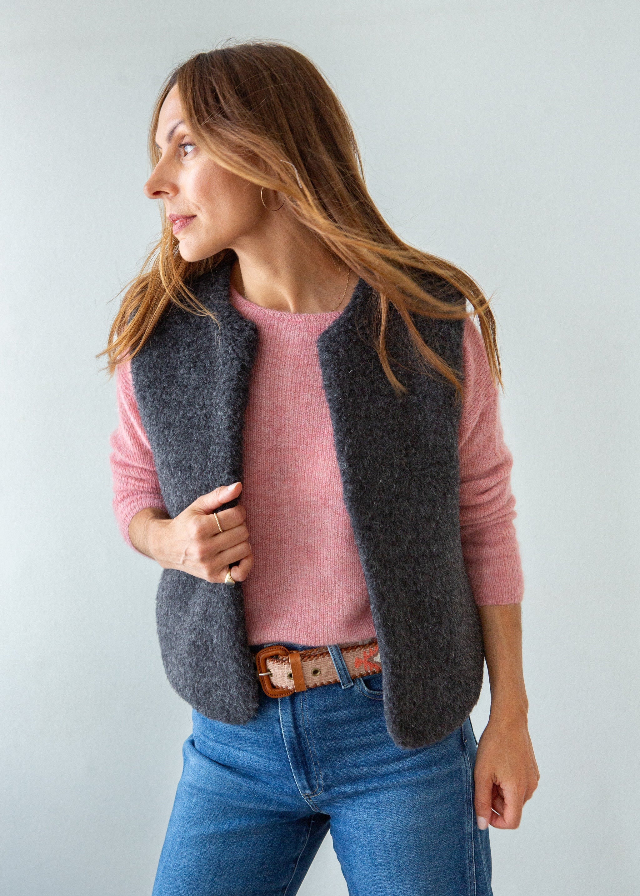 Merino Wool Gilet - Charcoal