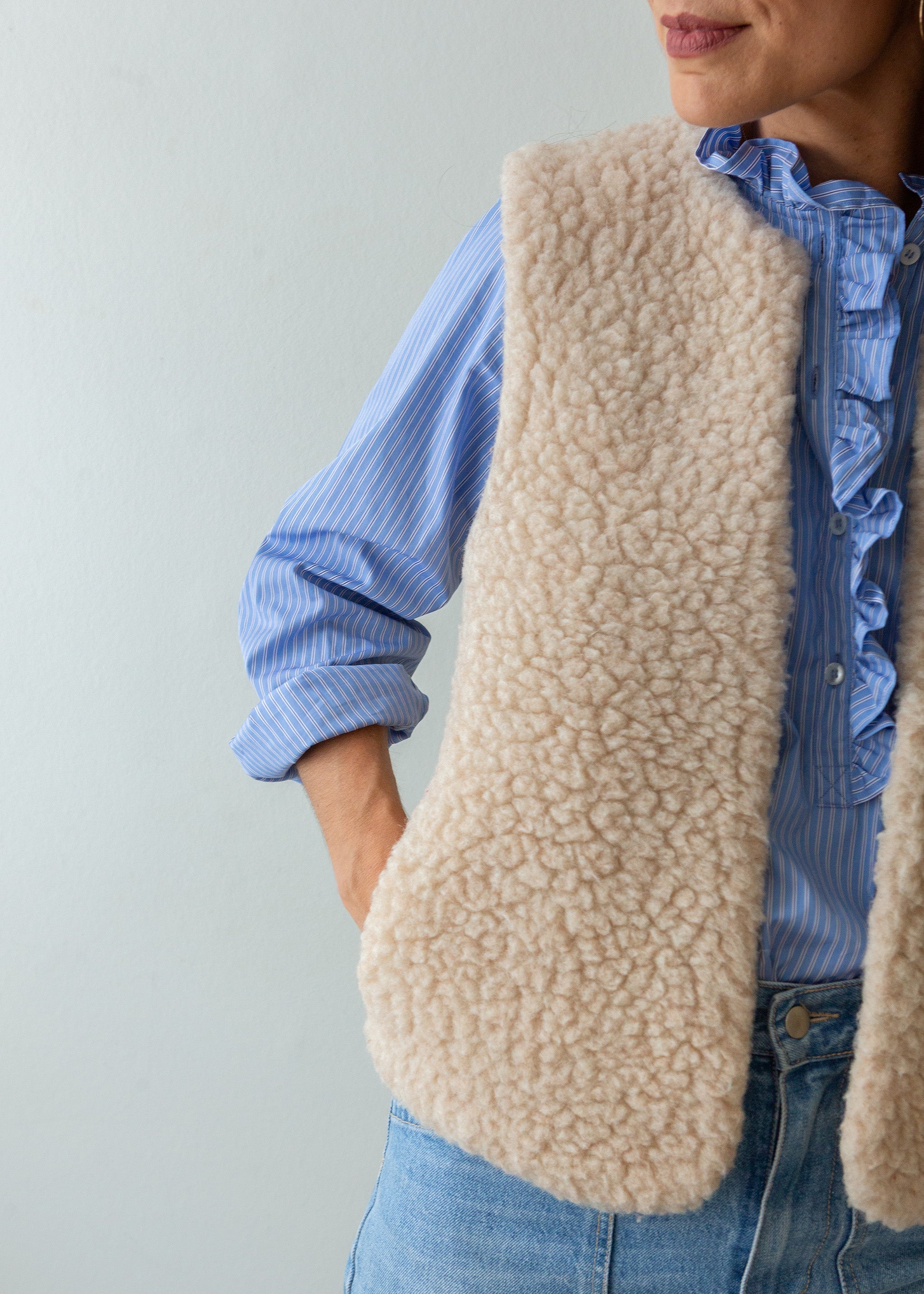 Merino Wool Gilet - Cream