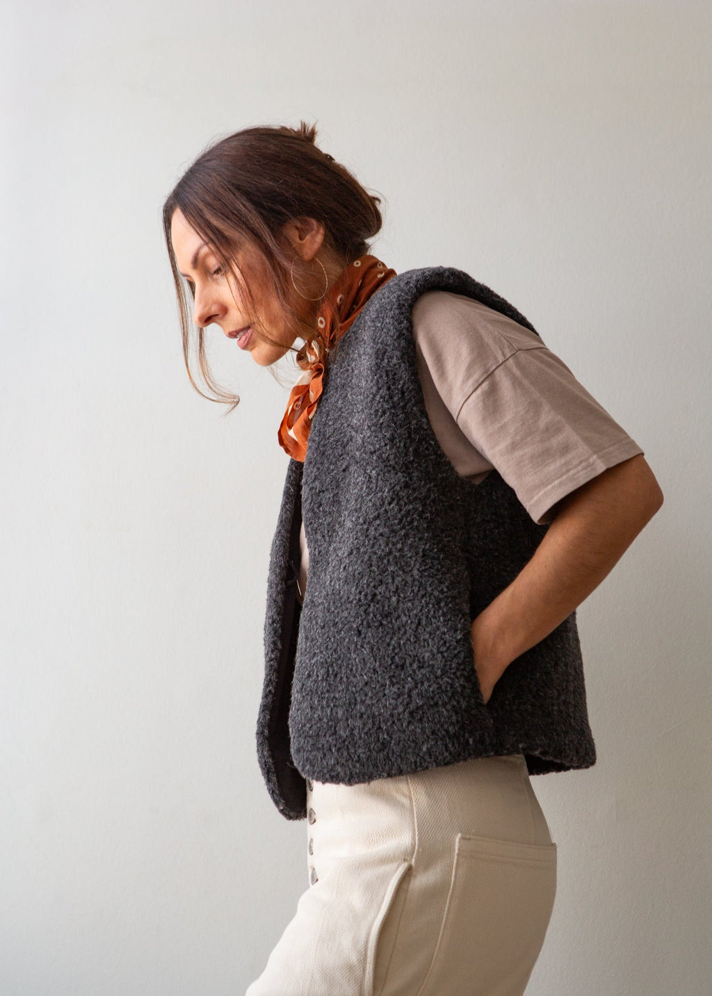 Merino Wool Gilet - Charcoal