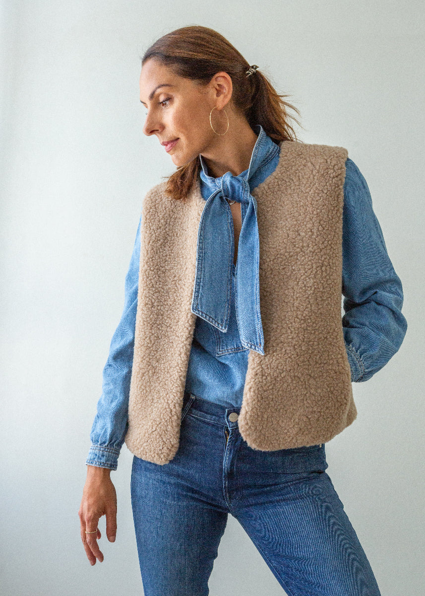 Merino Wool Gilet - Toasted Almond